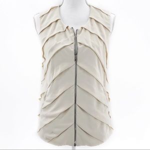 rag & bone Off-White Sleeveless ZipUp Top Size M
